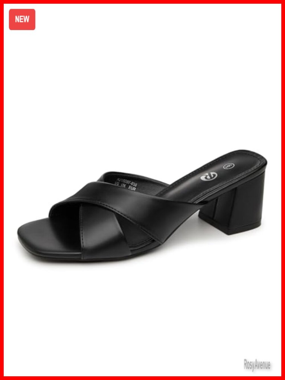 Women's Square Toe Block Heel Sandals Chunky Low Heel Mules Cross Strap Slip On